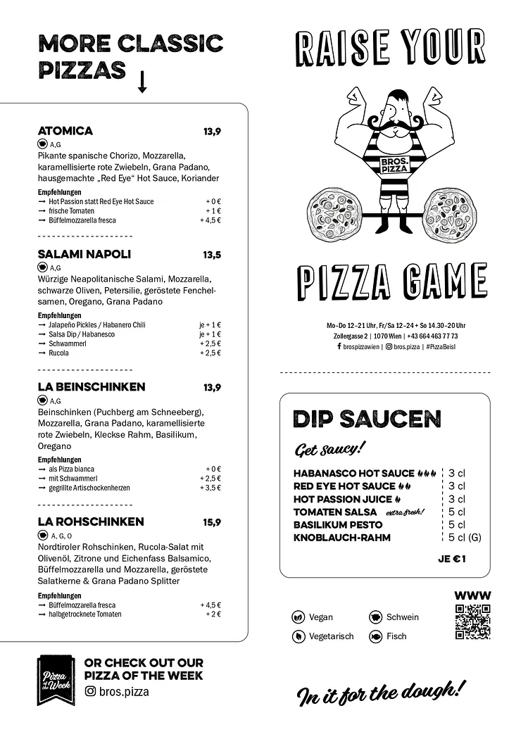 Pizza Bros english menu