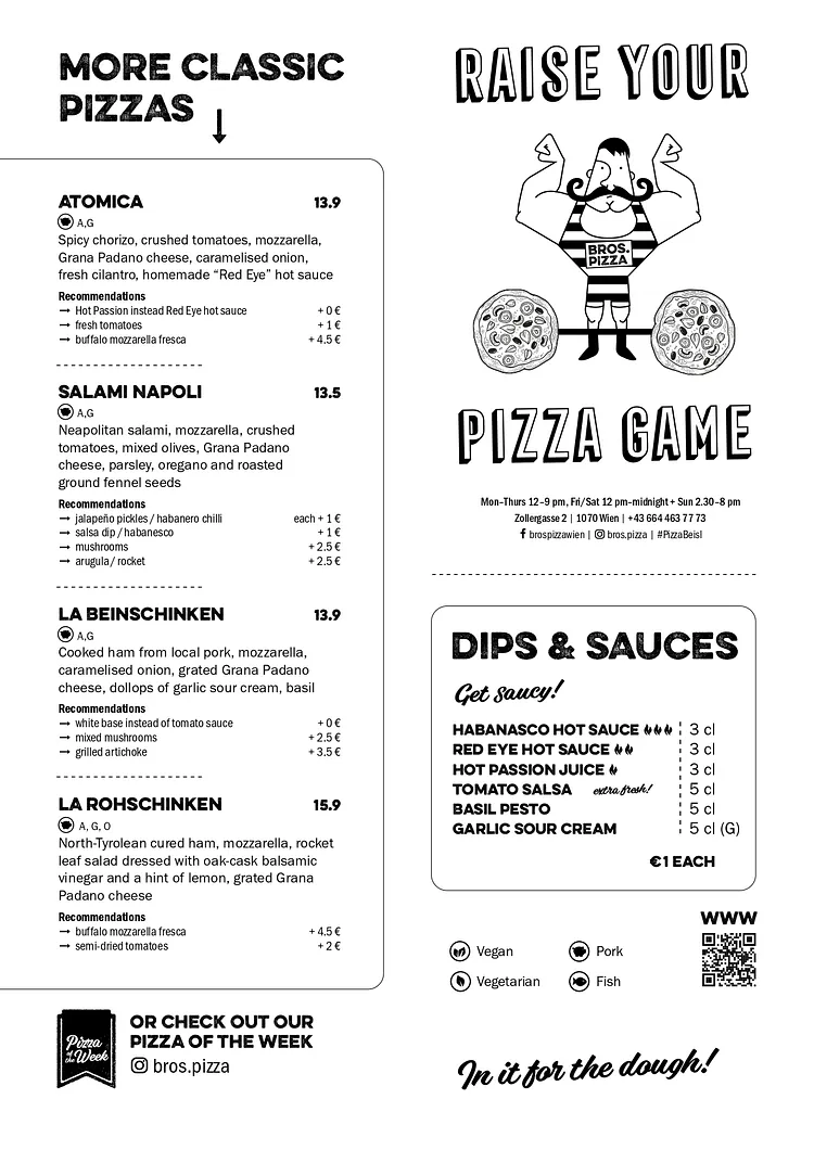 Pizza Bros english menu